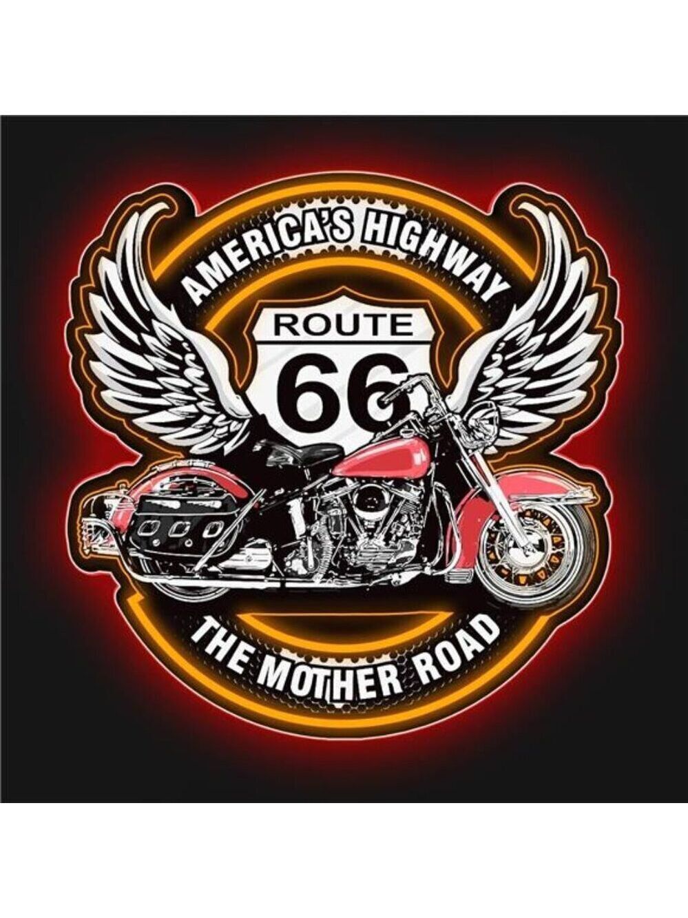 Route 66 LED Neon Sign Light Harley Motorcycle Retro 3D Garage Shop Man Cave NEW